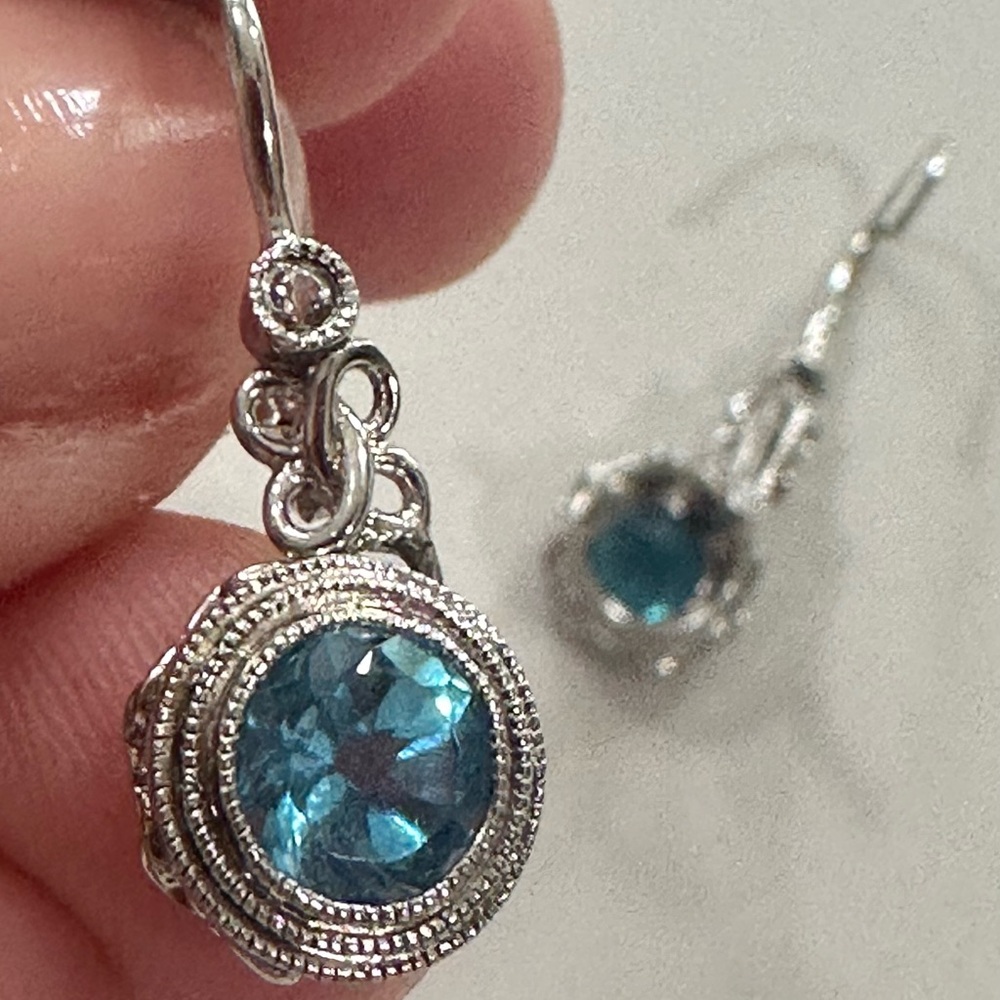 Blue topaz lever back earrings